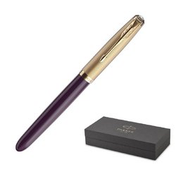 Ручка перьевая Parker 51 Plum цвет чернил черный цвет корпуса золотистый (артикул производителя 2123516)